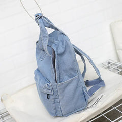 Denim School Backpack Women Travel Bag Preppy Style for Teenage Girls