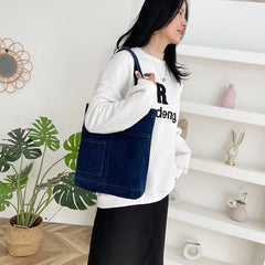 Denim Shoulder Bag Women Shopping Student Casual Tote Soft Large Capacity Ladies