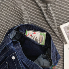 Denim Shoulder Bag Canvas Embroidery Tote Large Capacity Leisure Travel Bag
