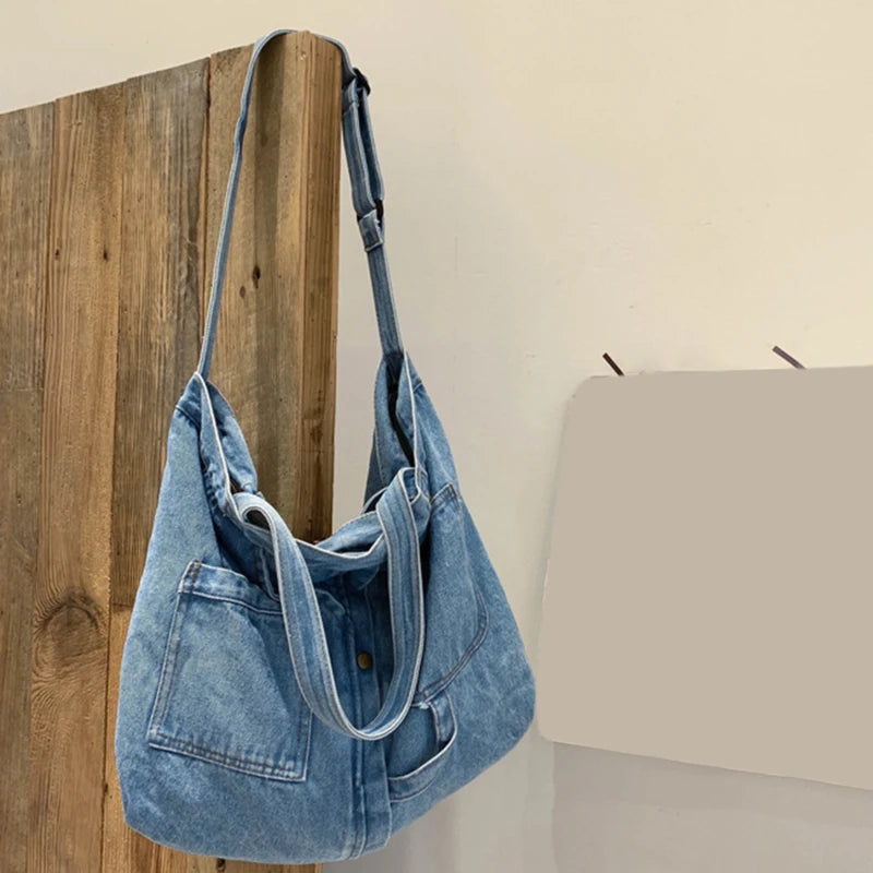 Casual Denim Shoulder Bag for Women