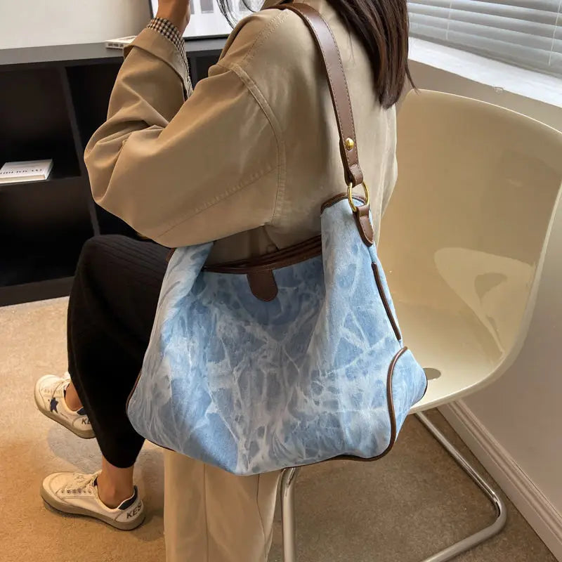 Denim Shoulder Bags Women Large Capacity Crossbody Bucket Bag