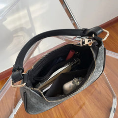 Denim Shoulder Bags Women Underarm Half Moon Streetwear Handbag