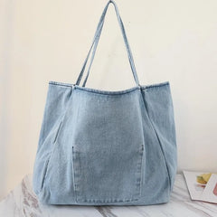 Women's Denim Shoulder Bag Flower Embroidery Vintage Large Capacity