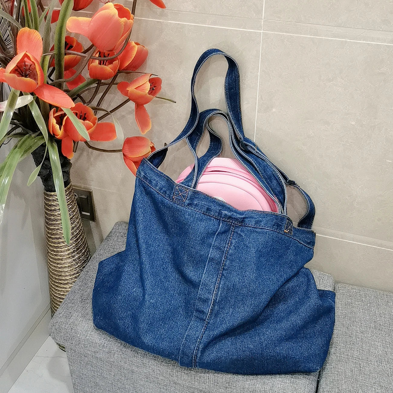 Women's Denim Shoulder Bag Large Tote Handbag