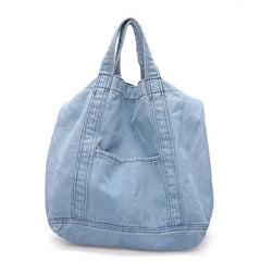 Denim Slouch Bag Casual Handbag Japanese Messenger Top-Handle Bag, Sky