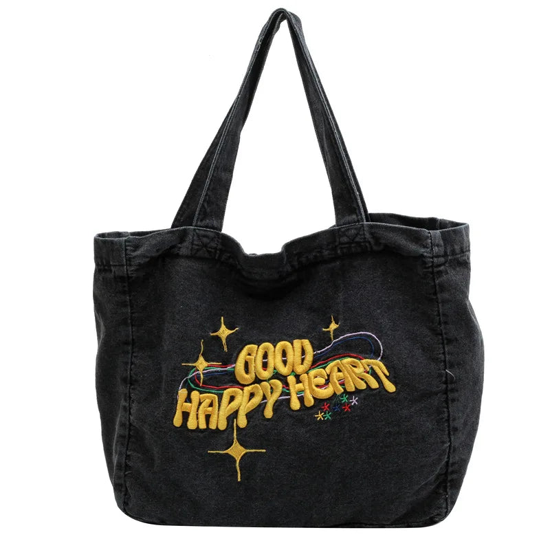 Large Capacity Denim Tote Handbag for Women