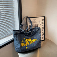 Large Capacity Denim Tote Handbag for Women