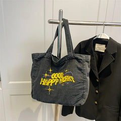 Large Capacity Denim Tote Handbag for Women