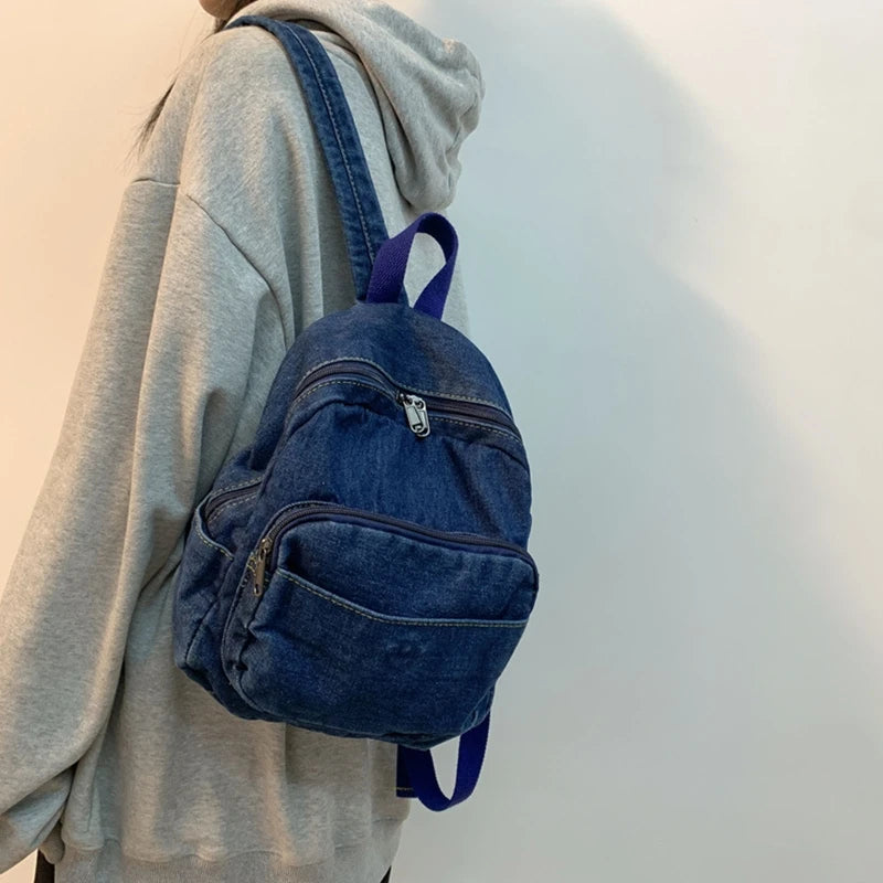 Denim Women Backpack High Capacity for Teenager Girls Backpack