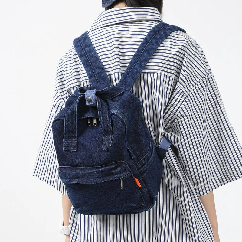 Denim Women Backpack Small Casual School Bag for Teenage Girls