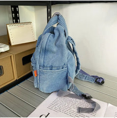 Denim Women Backpack Small Casual School Bag for Teenage Girls