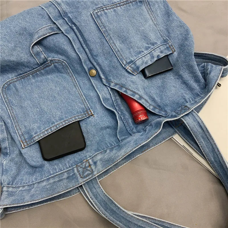 Denim Women Shoulder Bag Large Messenger Bags Girls Torebka Damska