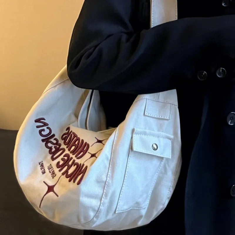 Large Capacity Denim Women Shoulder Bag Letters Ladies Hand Bag