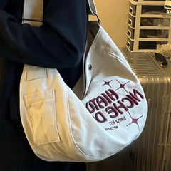 Large Capacity Denim Women Shoulder Bag Letters Ladies Hand Bag