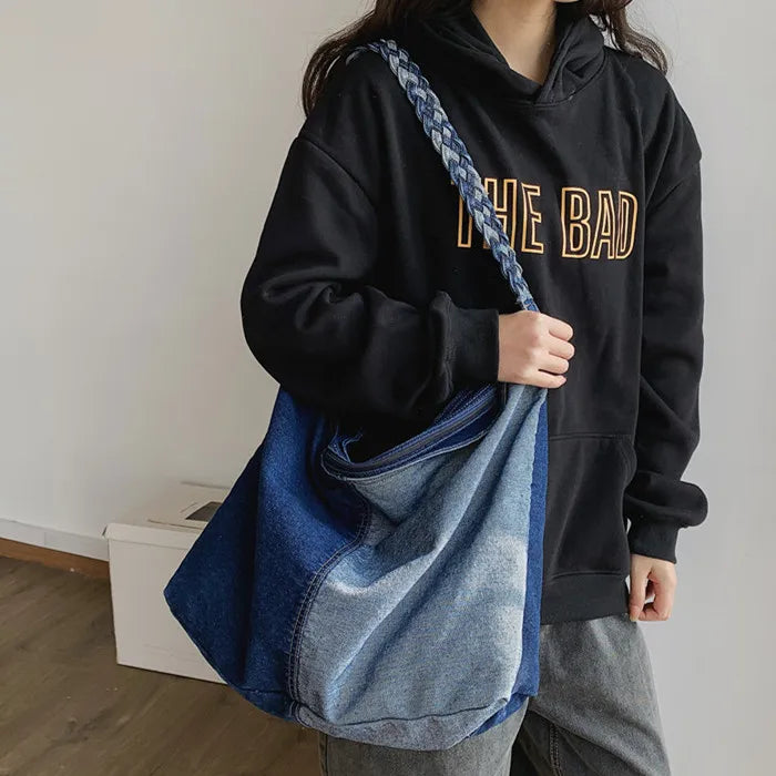 Denim Women Shoulder Bag Large Capacity Crossbody Bags Canvas Jeans Travel Bag