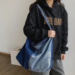 Denim Women Shoulder Bag Large Capacity Crossbody Bags Canvas Jeans Travel Bag