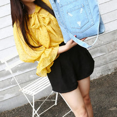 Ripped Shoulder Bag High-Capacity Denim Shopping Bag