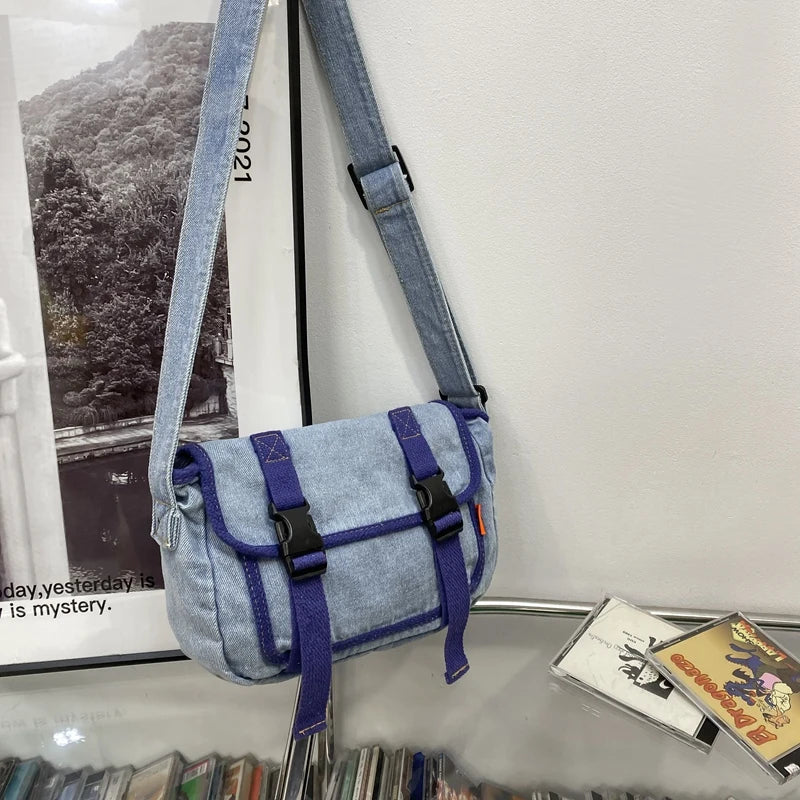Youth Denim Crossbody Bag Casual Small Square Ladies Shoulder Bag