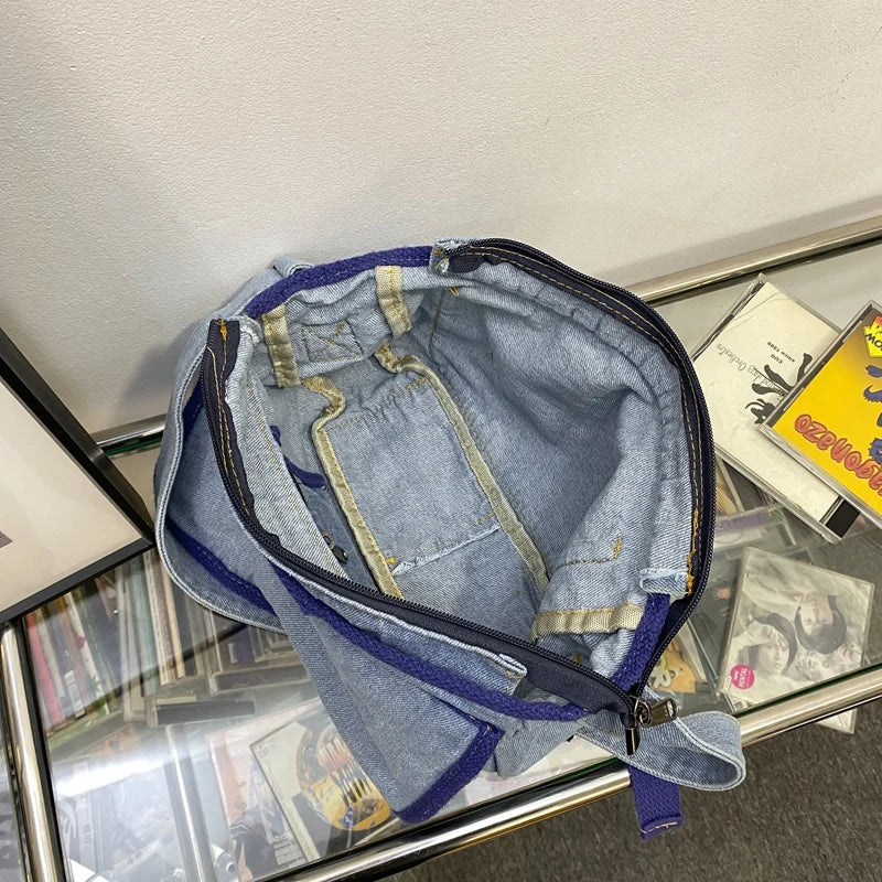 Youth Denim Crossbody Bag Casual Small Square Ladies Shoulder Bag
