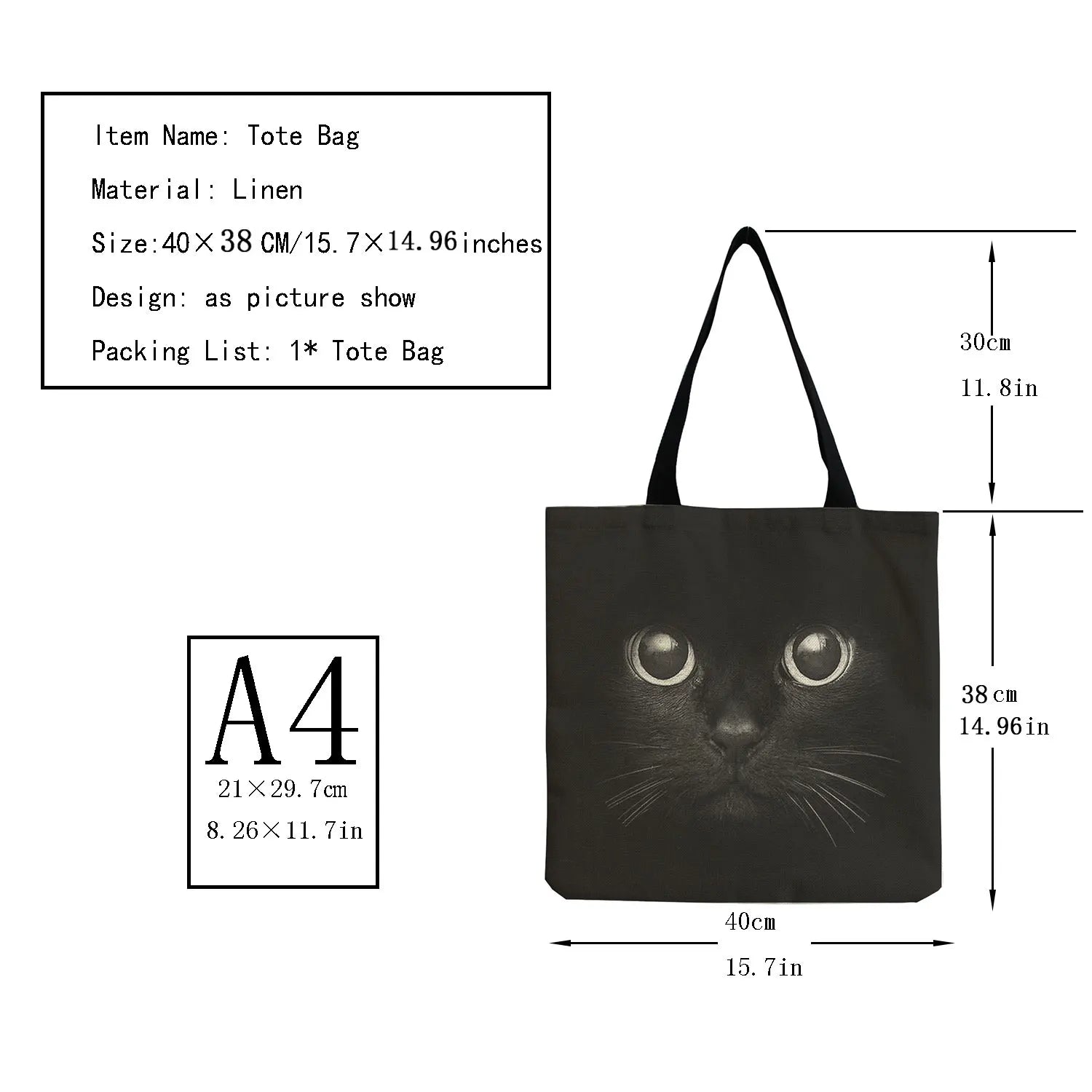 Cat Print Shopper Bag Handbag Eco Reusable Shoulder Bags
