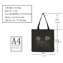 Cat Print Shopper Bag Handbag Eco Reusable Shoulder Bags