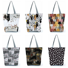 Cartoon Cat Print Makeup Bag Heat Transfer Shoulder Bag