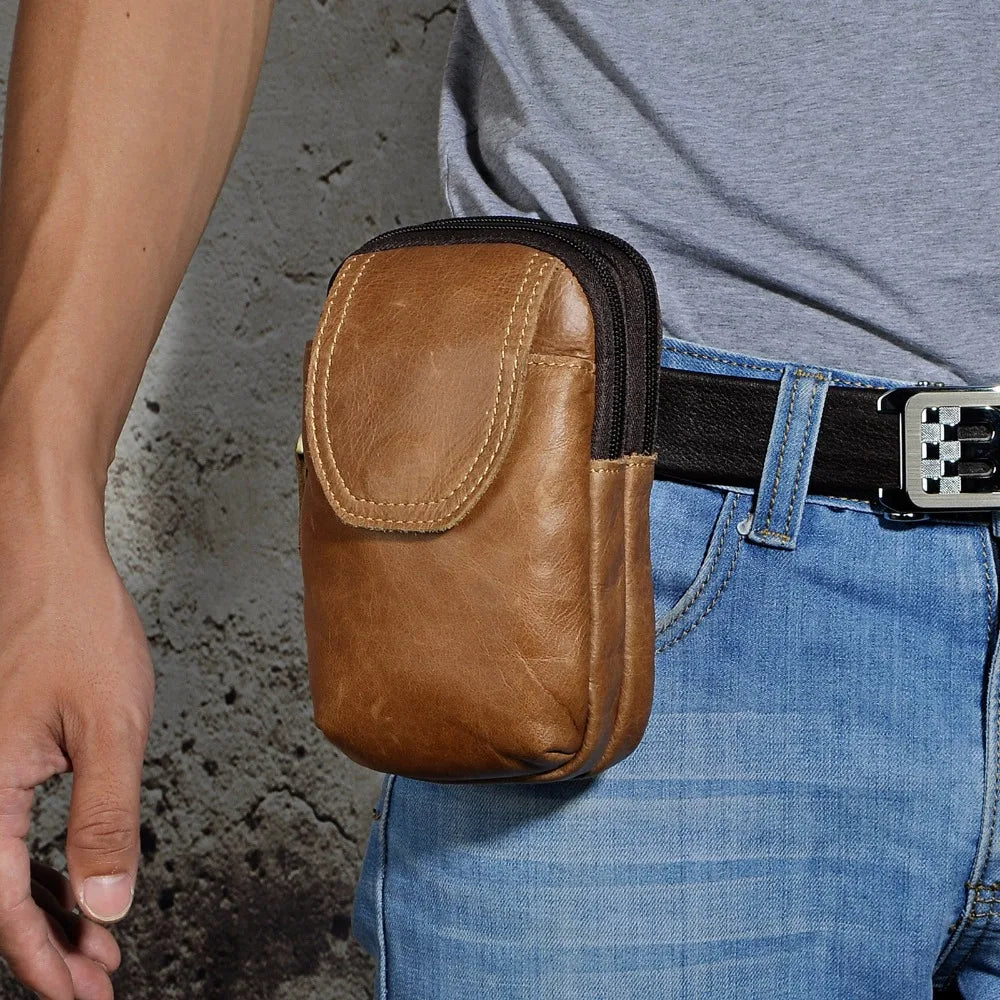 Small Leather Waist Pack Belt Bag Phone Pouch