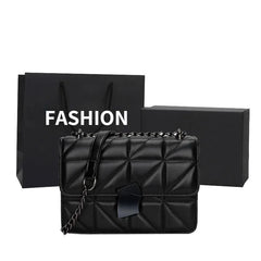 Women Rhombic PU Leather Crossbody Bag Chain Small Messenger Bag