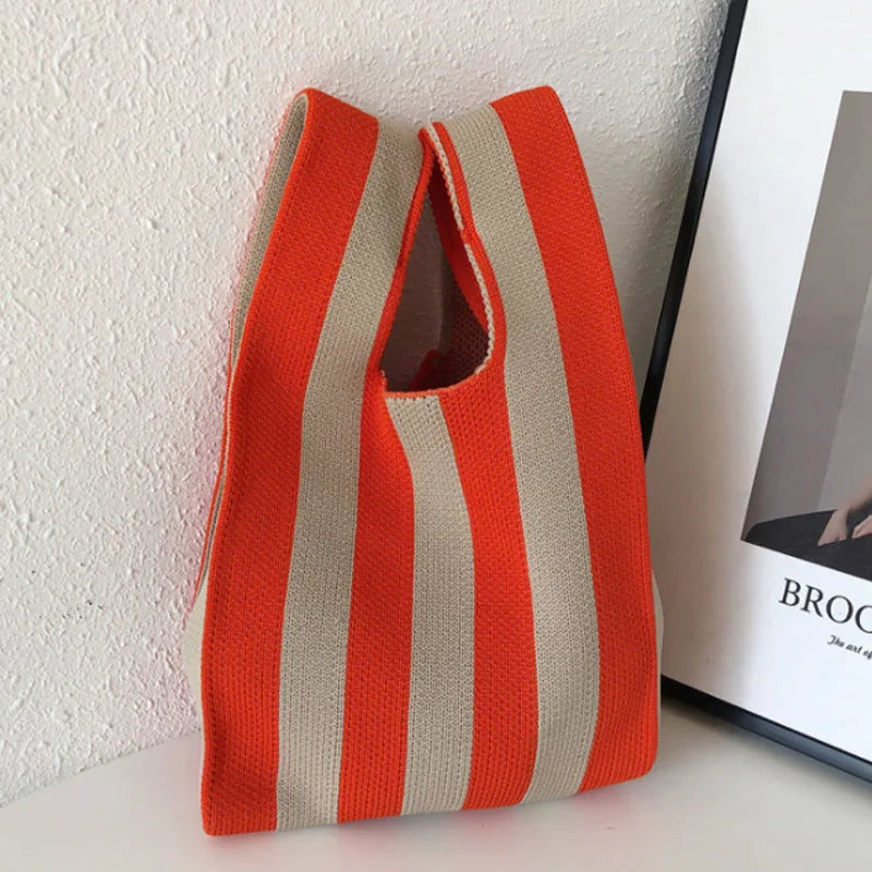 Knitted Checkerboard Check Women Bag Shoulder Woven Bag and Check Underarm Bag