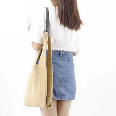 Knitted Hollow Out Women Handbag Tote Bag High Underarm Bag Shoulder Bag