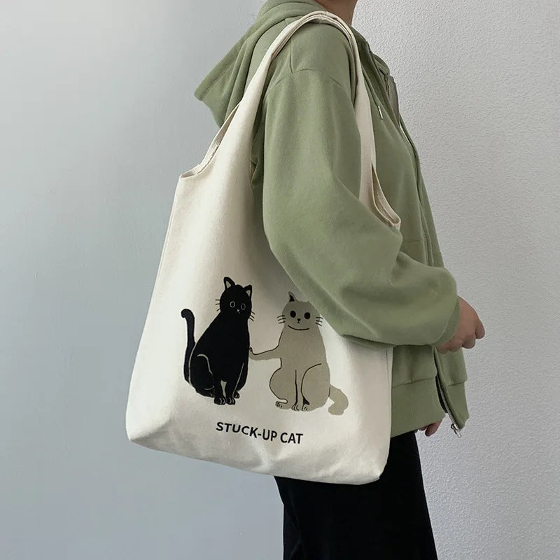 Canvas Tote Bag Large Capacity Shopping Bag Harajuku Student Shoulder Bag