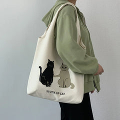 Canvas Tote Bag Large Capacity Shopping Bag Harajuku Student Shoulder Bag