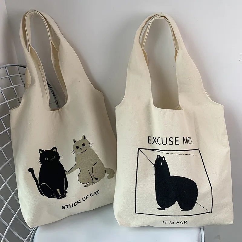 Harajuku Canvas Tote Bag Large Capacity Shopping Handbag