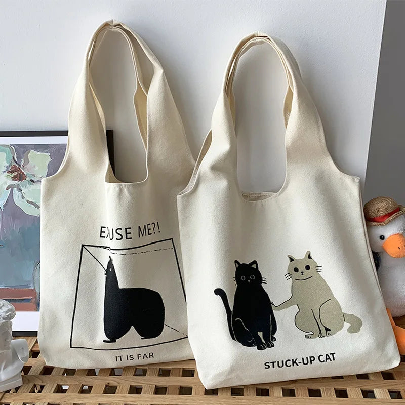 Canvas Tote Bag Large Capacity Shopping Bag Harajuku Student Shoulder Bag