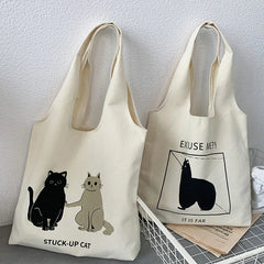 Canvas Tote Bag Large Capacity Shopping Bag Harajuku Student Shoulder Bag
