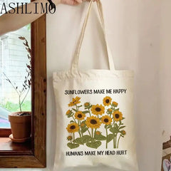 Sunflower Women Shoulder Bag Canvas Tote Harajuku Casual Bags