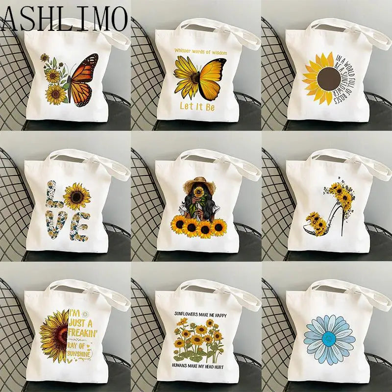 Sunflower Women Shoulder Bag Canvas Tote Harajuku Casual Bags
