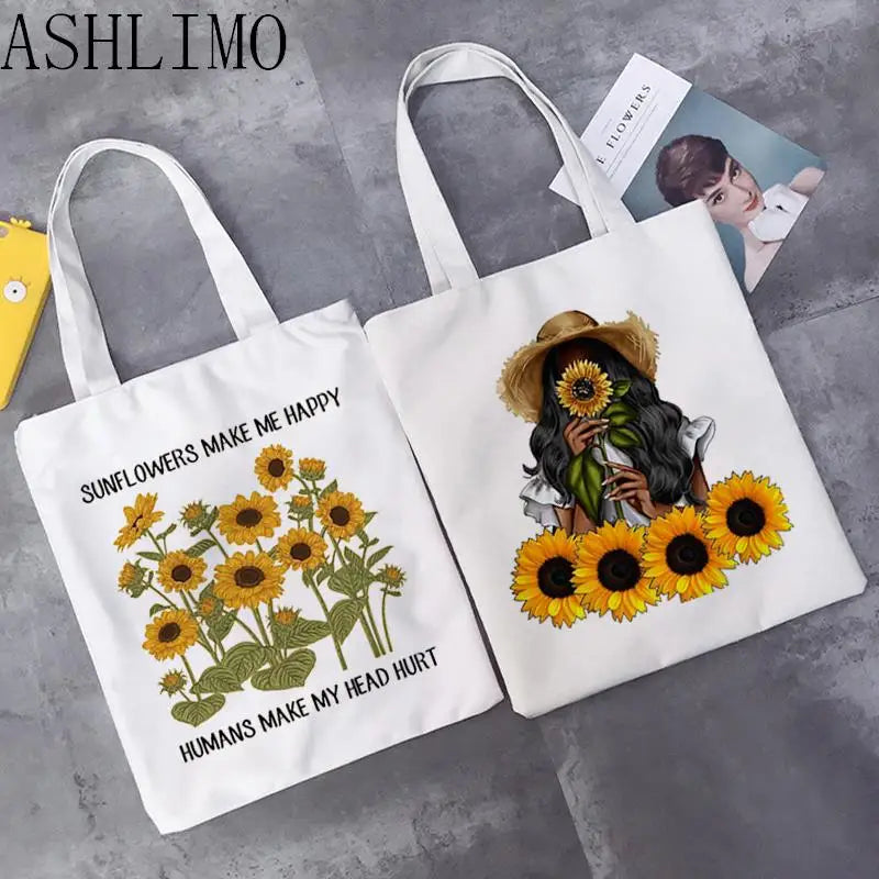 Sunflower Women Shoulder Bag Canvas Tote Harajuku Casual Bags