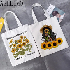 Sunflower Women Shoulder Bag Canvas Tote Harajuku Casual Bags