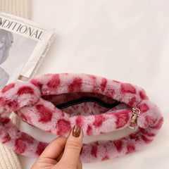 Leopard Shoulder Bag Winter Furry Ladies Clutch Purse Handbag Tote Bags