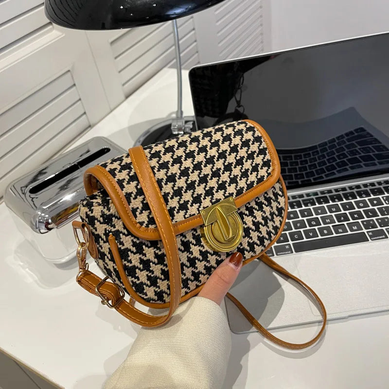 Green Plaid Houndstooth Waist Bag for Women