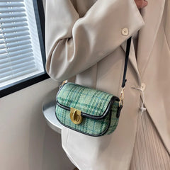 Green Plaid Houndstooth Waist Bag for Women