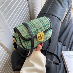 Green Plaid Houndstooth Waist Bag for Women