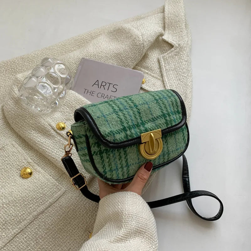 Green Plaid Houndstooth Waist Bag for Women