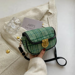 Green Plaid Houndstooth Waist Bag for Women