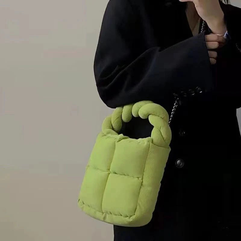 Cotton Filled Corduroy Mini Tote Bag Crossbody Handbag