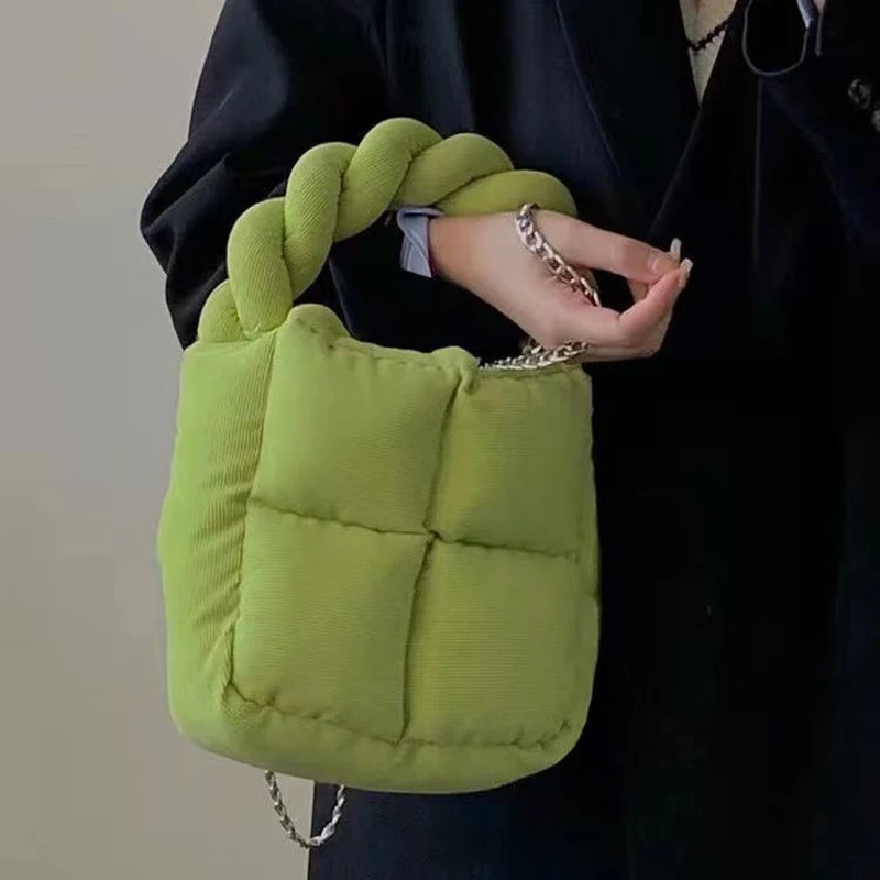 Cotton Filled Corduroy Mini Tote Bag Crossbody Handbag