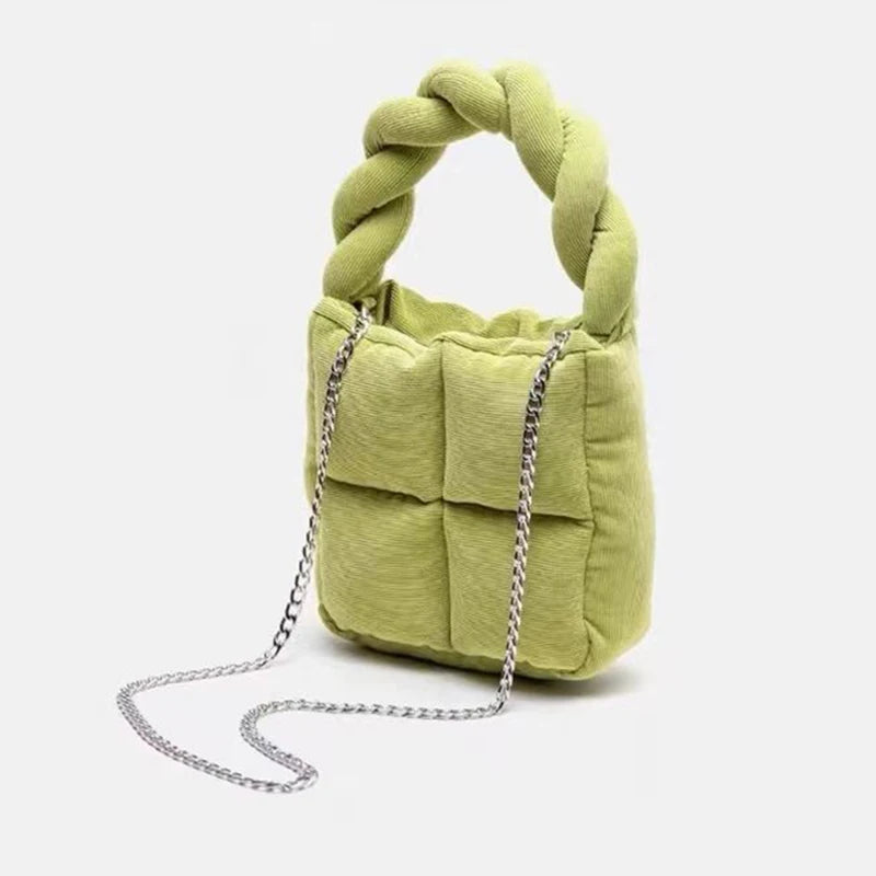 Cotton Filled Corduroy Mini Tote Bag Crossbody Handbag