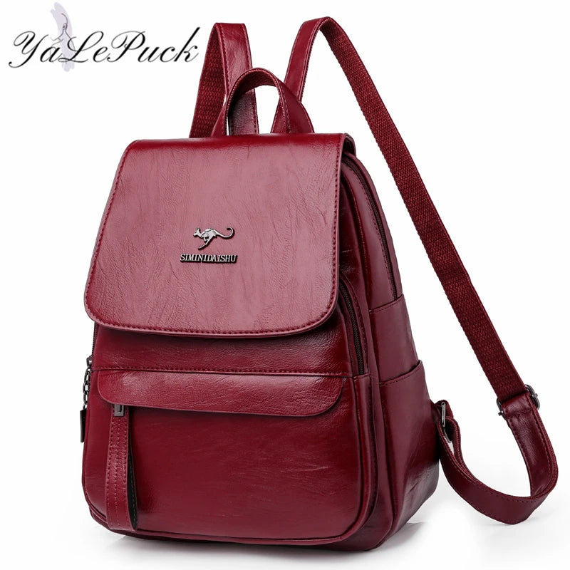 Women Multifunction Shoulder Bags Leather School Bags for Teenage Girls
