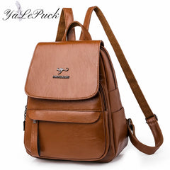 Women Leather School Bag pack Multifunction Shoulder Bags